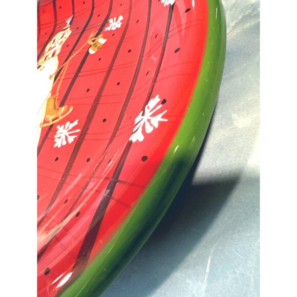 Noble Excellence Snowmates Holiday Plate Set Snowman Design Earthenware Red Gree - Picture 4 of 9
